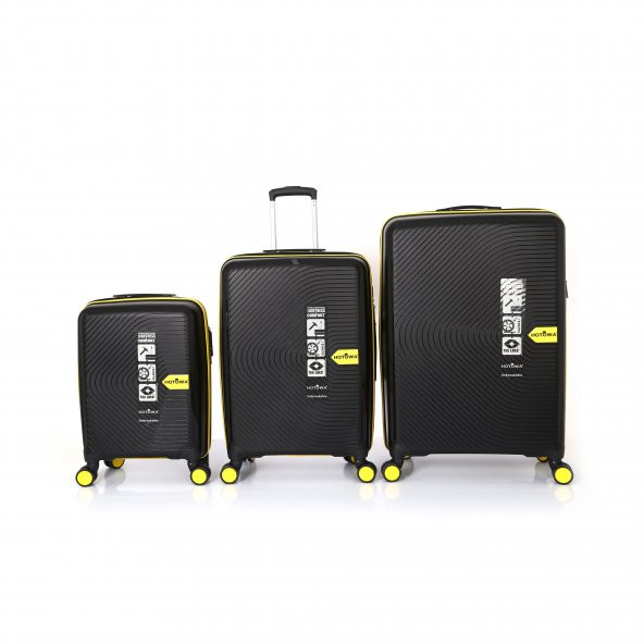 Hotowa Gold PP Valiz 8008 Siyah Sarı Valiz Seti - 2
