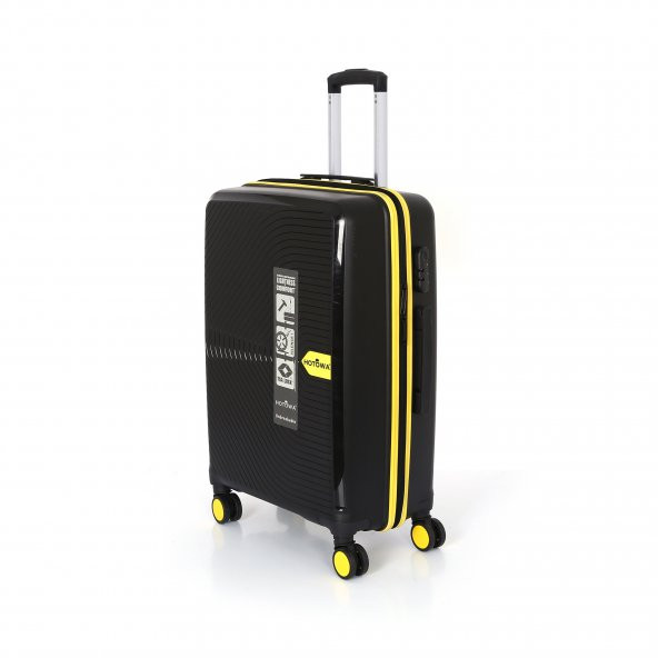 Hotowa Gold PP Valiz 8008 Siyah Sarı Valiz Seti - 4