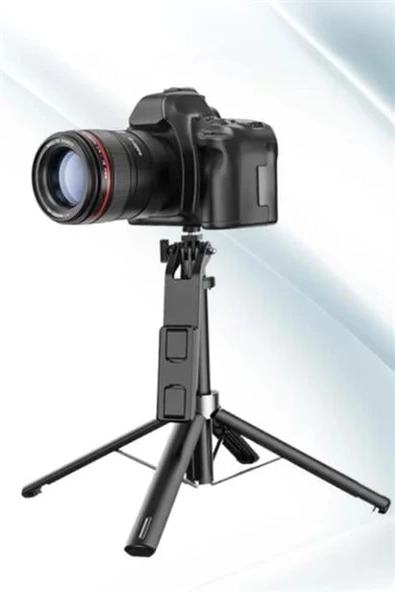 Selfie Çubuğu 2 'si 1 Arada Fotoğraf Makinası Telefon Takılan 2.2m Uzayan Kumandalı Tripod - 12