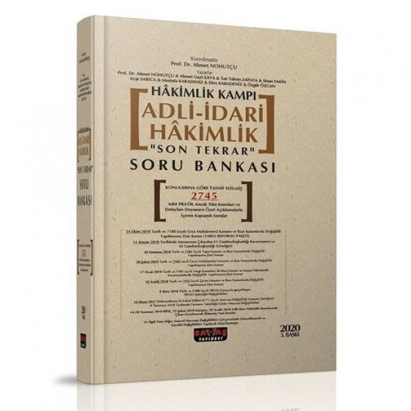 Hakimlik Kampı Adli-İdari Hakimlik Son Tekrar Soru Bankası Savaş Yayınları 2020