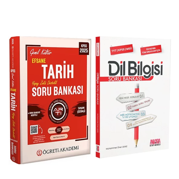 Öğreti Akademi 2025 KPSS Efsane Tarih ve AKM Dil Bilgisi Soru Bankası Seti 2 Kitap