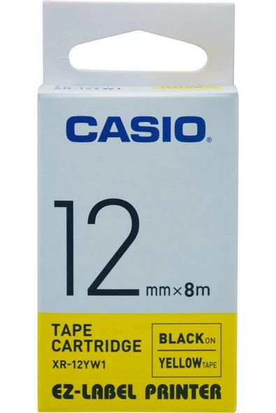 Casio Xr-12yw1 Uyumlu Etiket Yazıcısı Kartuşu Sarı Üzerine Siyah Baskı 12mm Yükseklik - 8 Metre Uzunl - Resim 2