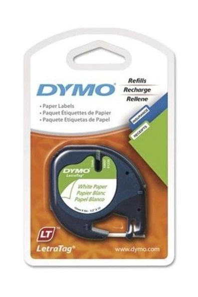 Dymo Letratag Şerit Kağıt 12mmx4 Mt Beyaz 91200