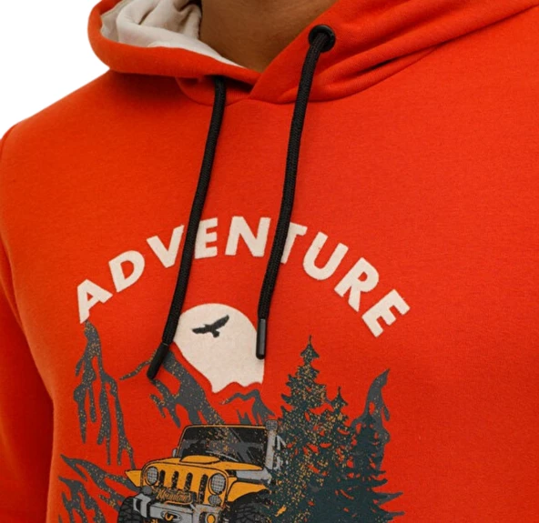 Lumberjack Wıld 17CG575 Kiremit Kapşonlu Sweat - Resim 3