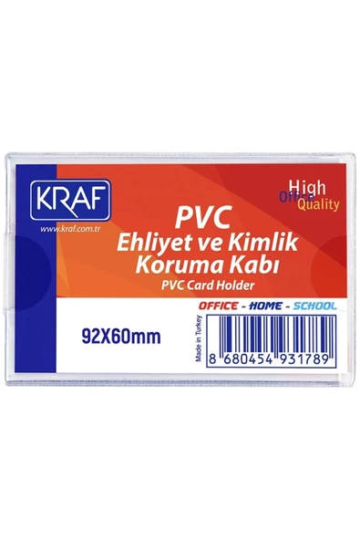 KRAF Pvc Ehliyet & Kimlik Koruma Kabı 92x60mm. - Tekli