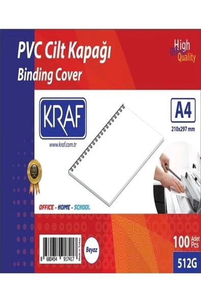 KRAF Cilt Kapağı A4 Şeffaf 160 Mic. 100'lü - 1