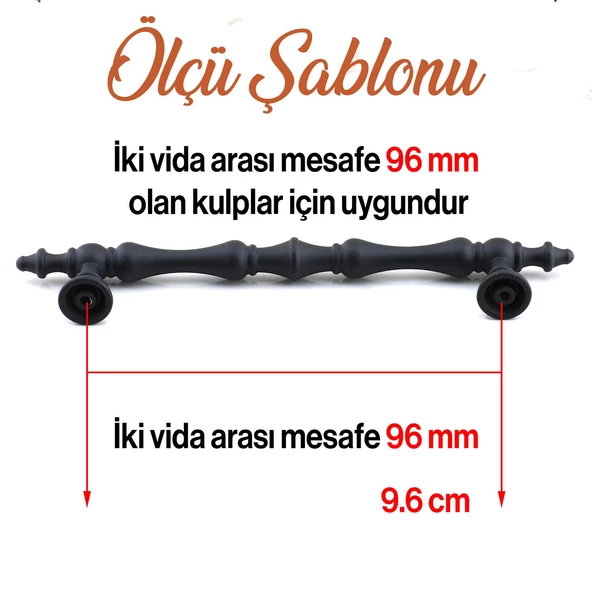 Nilay Siyah Metal Kulp 96 mm-9.6 cm Mobilya Çekmece Mutfak Dolabı Dolap Kulpları Kulbu Kulpu Siyah - Resim 3
