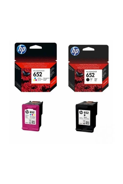 Hp 652 Siyah Ve Renkli Kartuş Seti (F6v24ae, F6v25ae)