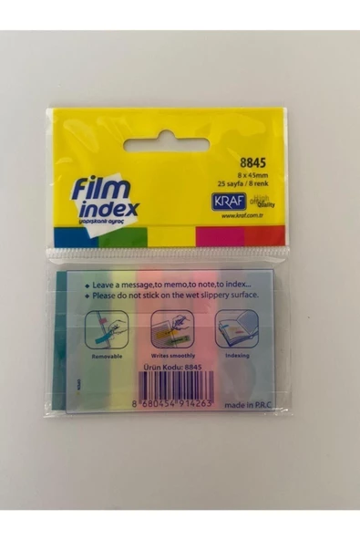 KRAF Film Index Şeffaf Plastik Ayraç 8 Renk X 25 Sayfa 8845 5'li Set - 5