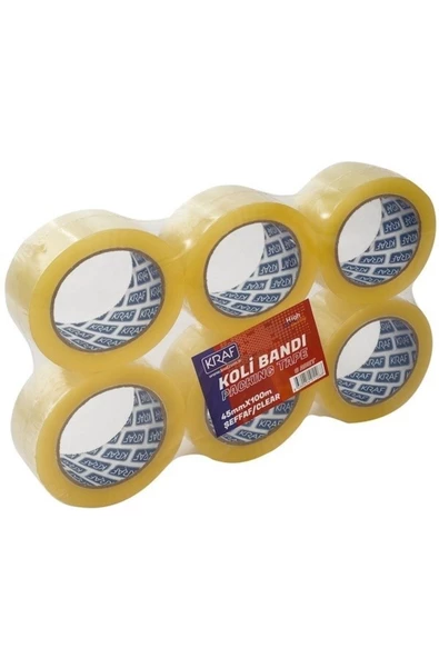 KRAF 6 Adet Şeffaf Koli Bandı 45 mm X 100 mt