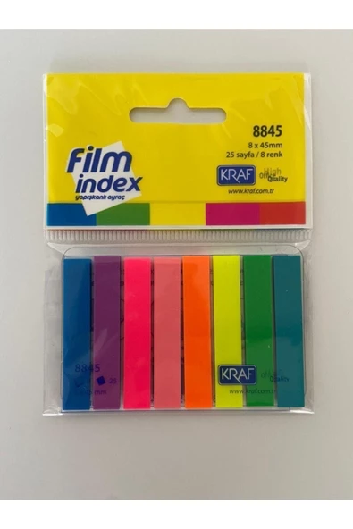 KRAF Film Index Şeffaf Plastik Ayraç 8 Renk X 25 Sayfa 8845 5'li Set - 4