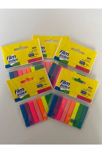 KRAF Film Index Şeffaf Plastik Ayraç 8 Renk X 25 Sayfa 8845 5'li Set - 2