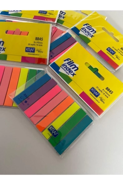 KRAF Film Index Şeffaf Plastik Ayraç 8 Renk X 25 Sayfa 8845 5'li Set - 3