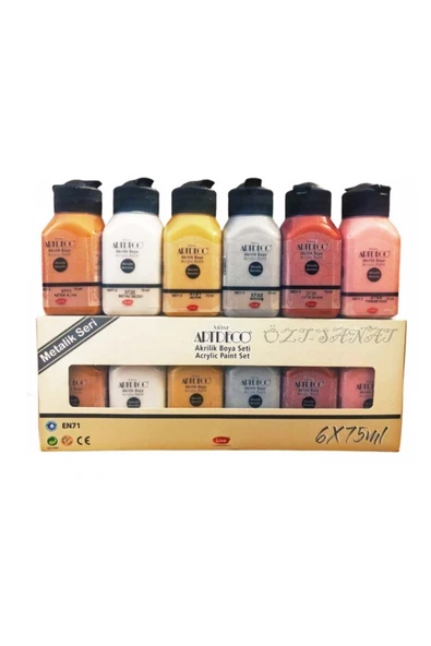 Artdeco Akrilik Boya 6x75 ml Metalik Renkler-