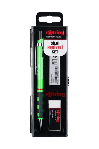 Rotring Okul Seti Versatil Min Silgi Hediyeli 0.7 Mm Fosforlu Yeşil-