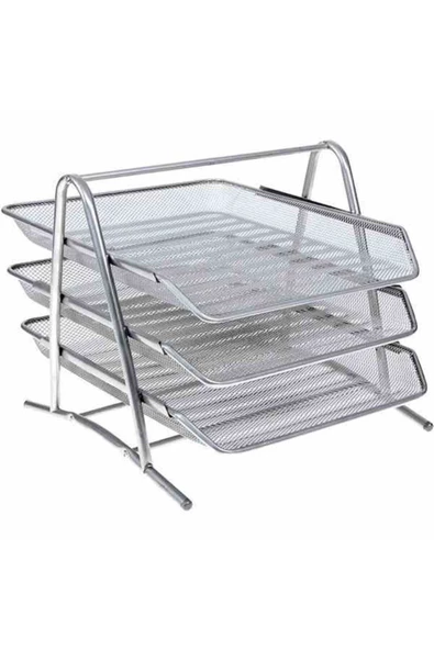 KRAF Perfore Evrak Rafı Metal 3 Katlı 460g Gri ürün görseli