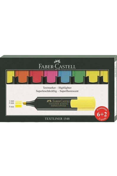 Faber Castell Fosforlu Kalem 8li Set - Mat Gövde