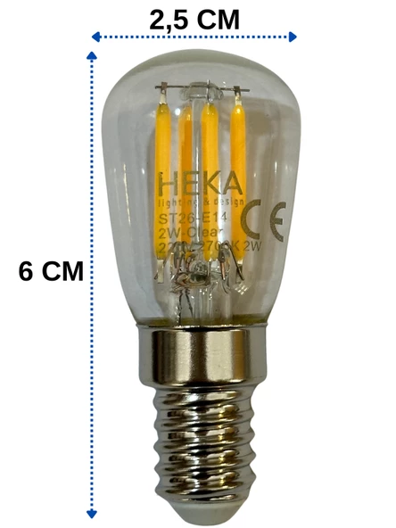 Heka 2W (22W) 2700K (Sarı Işık) E14 Duylu Led Rustik Ampul (2 Adet) - 3