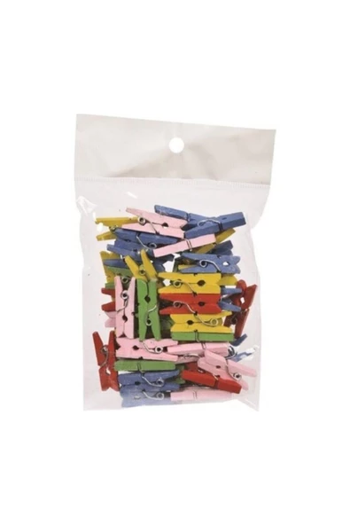 han collection Kıds Ahşap Mandal Renkli Ve Doğal Küçük 30 + 30 Lu Kk161 - 4