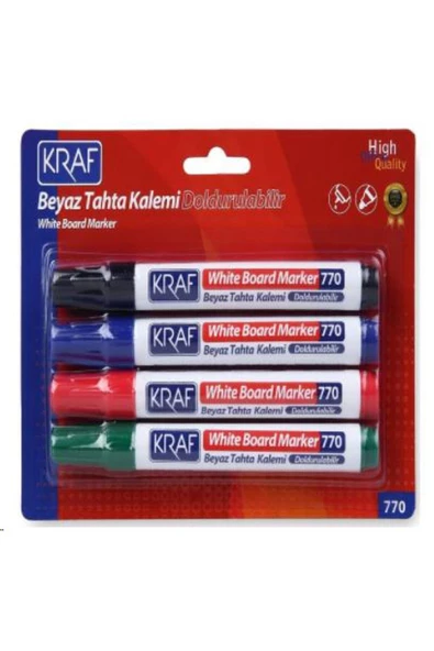 KRAF Beyaz Tahta Kalemi Doldurulabilir 770-4 4 Lü - Resim 3