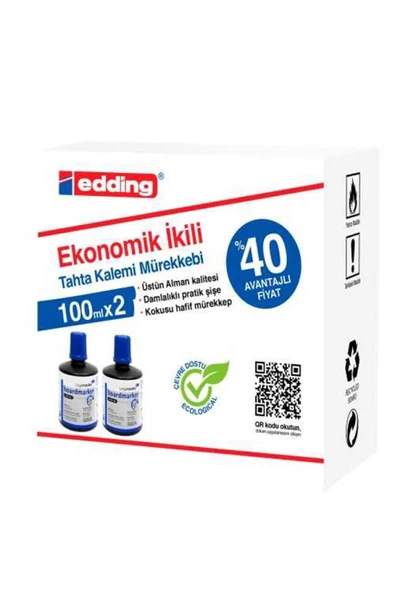 Edding Tahta Kalemi Mürekkebi Mavi 100 Ml 2 Li Lm1199k203 - 1