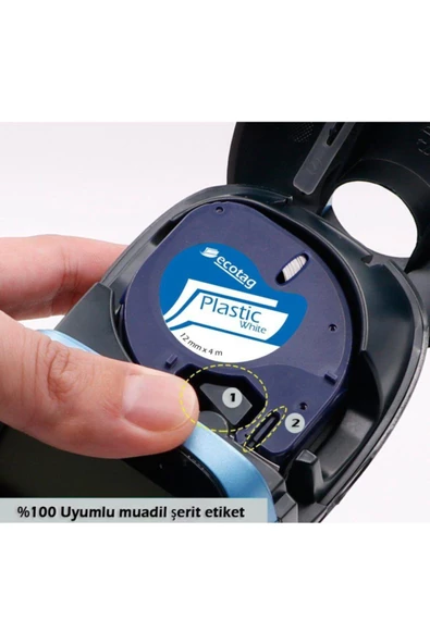 CES TAG Dymo Muadil Etiket 12mmx4m Kağıt (Beyaz) - 3