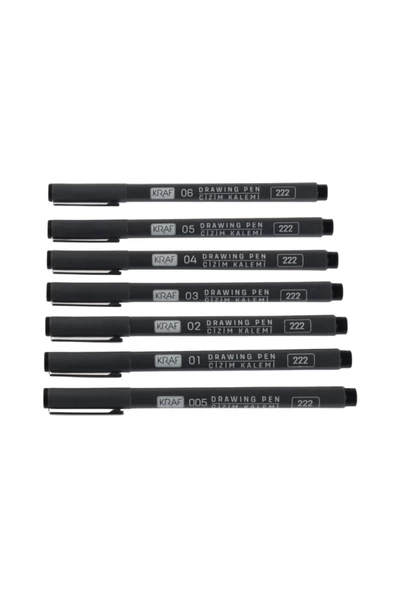 KRAF 222 Drawıng Pen Çizim Kalemi Seti 7'li - Resim 3