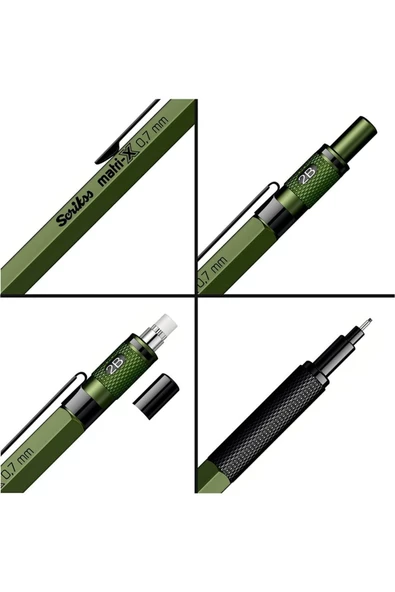 Scrikss Matrix 0.7mm Mekanik Kurşun Kalem Haki- - 2