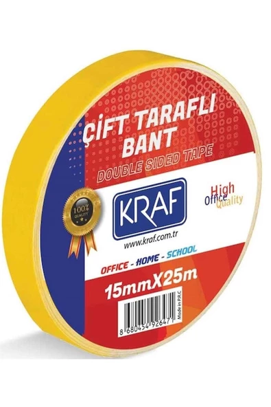KRAF Çift Taraflı Bant 15 Mm X 25 Mt