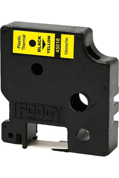 FOOGY Dymo D1 Muadili Etiket Plastik Sarı - 12 mm x 7 mt - 45018 - Eko Paket 5 li - Resim 2