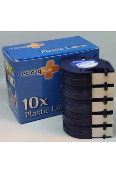 ECOTAGPLUS Dymo Letratag Muadili Thermal Plastik Şerit Etiket Mavi 10'lu Eco Paket ürün görseli 1