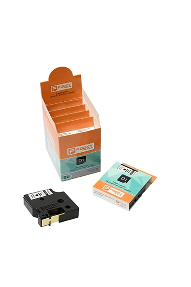FOOGY Dymo D1 Muadili Etiket Plastik Şeffaf - 12 mm x 7 mt - 45010 - Eko Paket 5 li - Resim 3