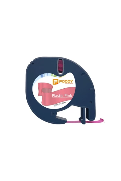 FOOGY Dymo Muadili Thermal Plastik Şerit Etiket Pembe 12 Mm X 4 Mt ürün görseli