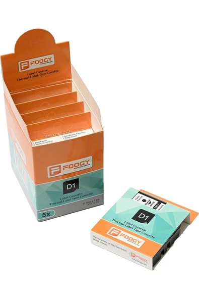 FOOGY Dymo D1 Muadili Etiket Plastik Sarı - 12 mm x 7 mt - 45018 - Eko Paket 5 li - Resim 4