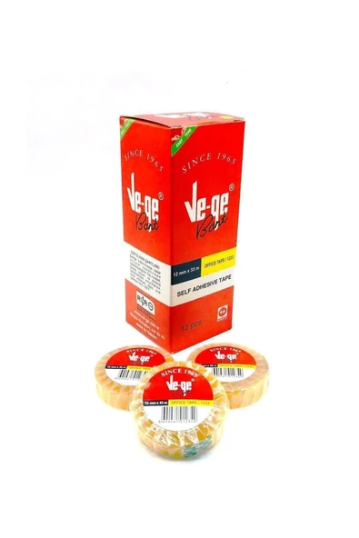 Ve-ge Selefon Bant 12X33 Mt. Eto Sarı Şeritli 12 Li (1 Paket 12 Adet)