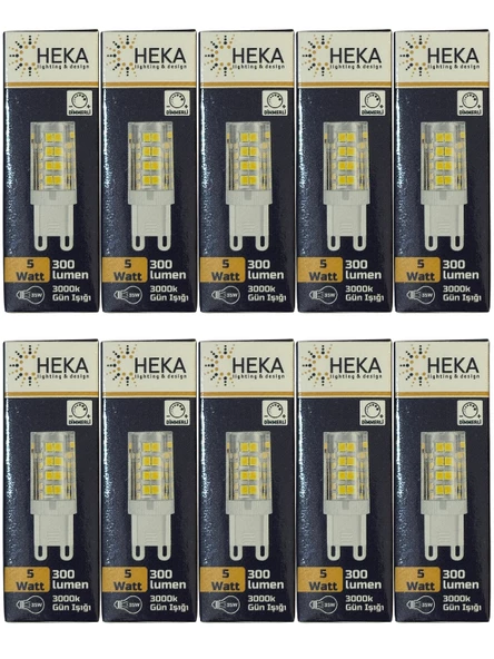 Heka 5W (35W) 3000K (Gün Işığı) G9 Duylu Dim Edilebilir Led Kapsül Ampul (10 Adet)