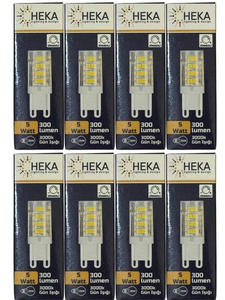 Heka 5W (35W) 3000K (Gün Işığı) G9 Duylu Dim Edilebilir Led Kapsül Ampul (8 Adet)
