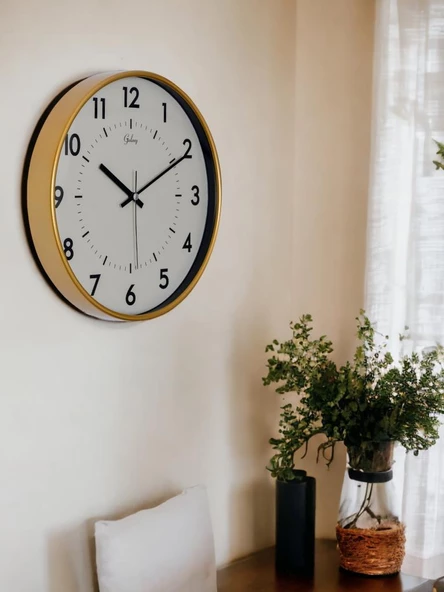 Galaxy 221-G Serisi Eskitme Metal Görünümlü Sessiz Akar Modern Duvar Saati 30 cm - 3