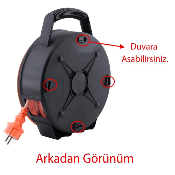 Plastik Kapaklı Mini Makaralı Seyyar 3x1.5 mm CCA Monofaze Uzatma Kablosu 4 Priz TTR Kablo 10 Metre - 4