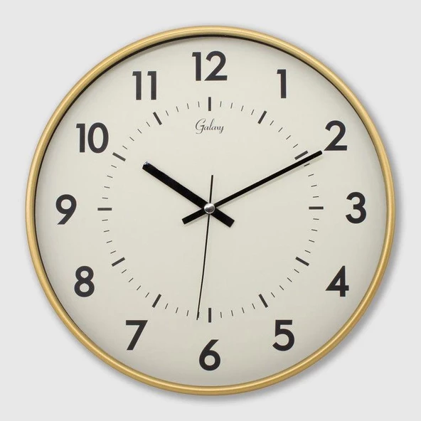 Galaxy 221-G Serisi Eskitme Metal Görünümlü Sessiz Akar Modern Duvar Saati 30 cm ürün görseli