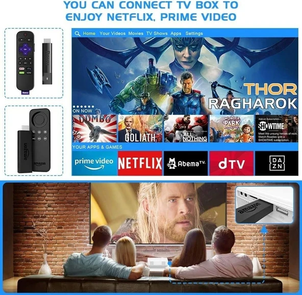 Nisoo WiFi ve Bluetooth Özellikli - Mini Film Projektörü, Ev Eğlencesi İçin 1080P Destekler - 4