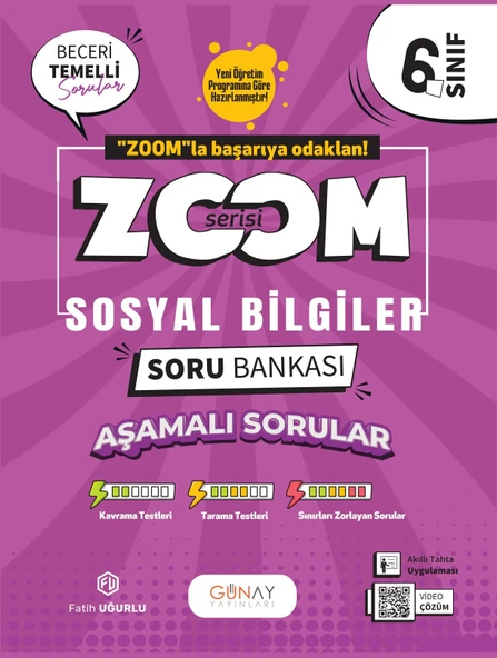 GÜNAY YAYINLARI 6.SINIF ZOOM SERİSİ SOSYAL BİLGİLER SORU BANKASI ürün görseli