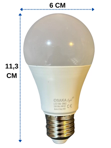 Osaka 10W (75W) 3000K (Günışığı) E27 Duylu Dim Edilebilir Led Ampul (2 Adet) - 3