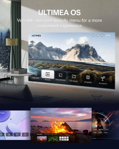 Ultimea Projektör 4K Kod Çözme HDR10, Parlak Kenarlar 700 ANSI Lümen - 3