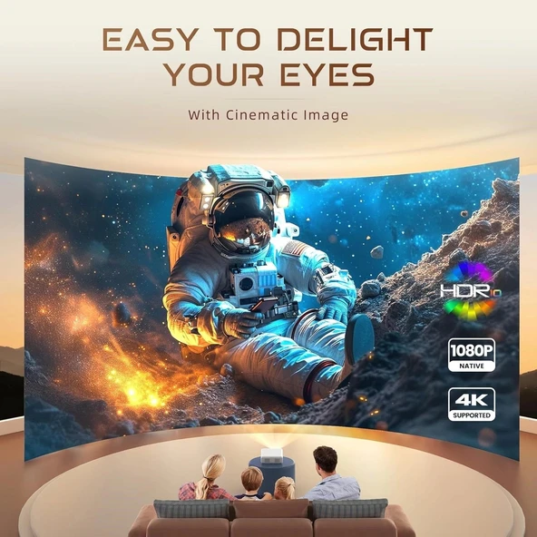 Aurzen Eazze D1 Akıllı Projektör WiFi ve Bluetooth - Yerel 1080P Film - Gümüş - 3