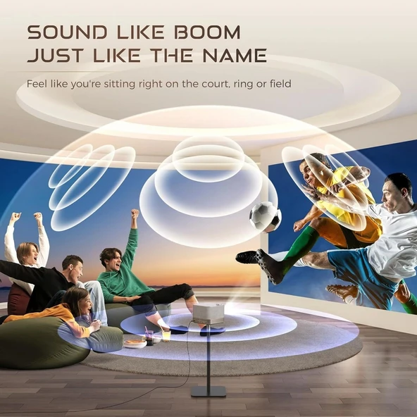 Aurzen Boom 3 WiFi ve Bluetooth - 3D DoIby, 36W Hoparlör 500 ANSI 4K Destekli, Altın - 3