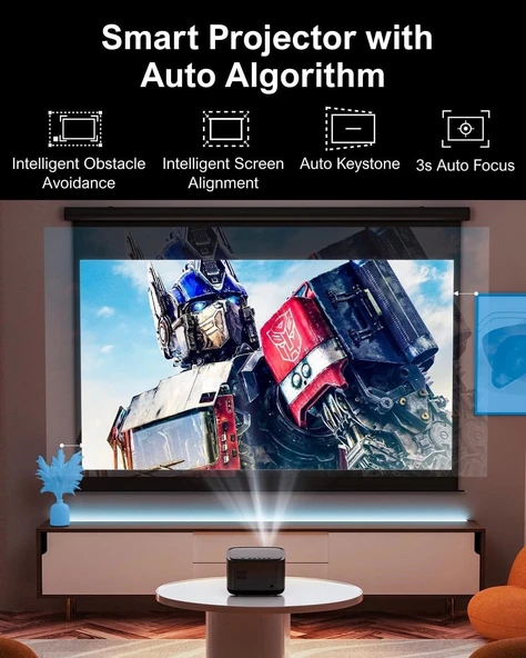 Ultimea 1080P Projektör - 4K Destekli WiFi 6 ve Bluetooth 5.3 - 700 ANSI Lümen - 3