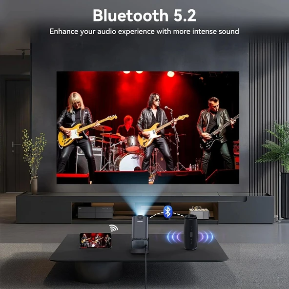 Polocsh Mini Projektör, 1080P Akıllı Projektör Dahili Android TV 11.0, Wifi ve Bluetooth - 4