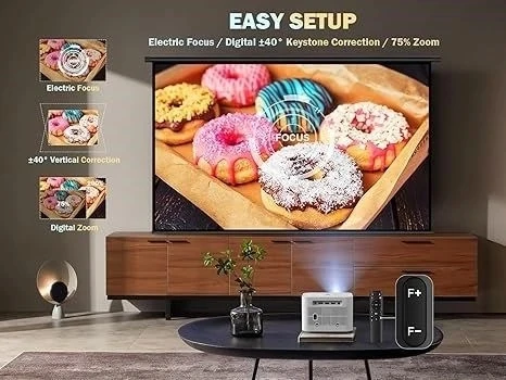 Dbpower 5G WiFi Mini Bluetooth Projektör 4K, 1080P Wifi,Hdmi,Usb - Beyaz - 3