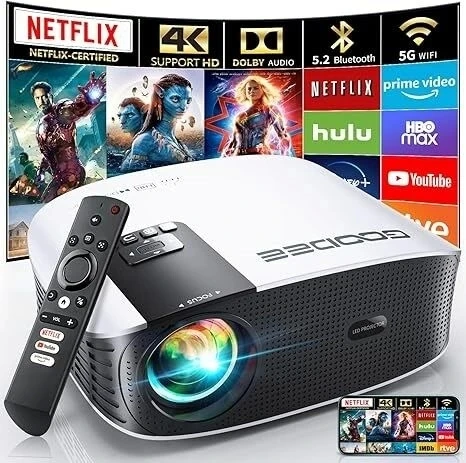 Goodee Akıllı 4K Projektör 5G WIFI ve Bluetooth, Netflix 1080P